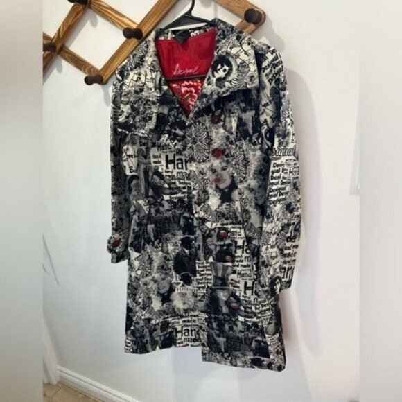 RARE - VINTAGE Desigual Black and White Graphic Women's Coat - Picture 2 of 16